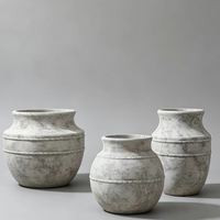 Jardinière ronde en ciment de style européen, vintage, sculptée à la main, grande taille, pour l'intérieur/l'extérieur, pots à fleurs pour le jardin, élément décoratif pour la maison
