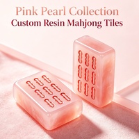 Tuiles de Mahjong Américaines en Résine Polie Premium, Gravées Nœud Papillon, Couleurs Crème Macaron Multi-Tons, Blocs de Jeu de Mahjong Solides