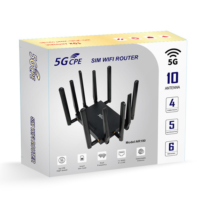 NR180 Eurasian Edition True 5G Network with SIM Card Slot, Gigabit WiFi 6 Dual-band 2.4G+5.8G 5G/4G Router