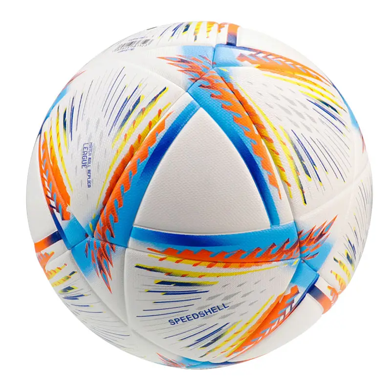 ドイツPUレザーマッチサッカーボール、ロゴ付きバルクナイロン巻きサッカーボールサイズ4ペロタデフィトボールオリジナル