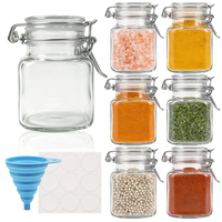 Frascos Cuadrados de Vidrio para Especias de 4 oz, para Miel, Hierbas, Jaleas, Organización de Cocina y Despensa, Tapas Herméticas con Bisagras, Apilables