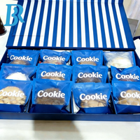 Sacs en plastique polypropylène laminés personnalisés avec logo imprimé pour biscuits, 12 pièces, givrés, thermoscellables, dans une boîte cadeau de luxe pour aliments