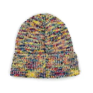 Newest Fashion Winter Colorful Rainbow Yam Knitted Beanies Hat Space Dye Hat Matched Warm Soft Beanies Personalized