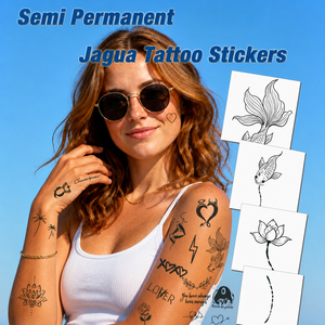 Tatuajes Temporales Jagua, Diseño de Flor de Loto, Estilo Tinta China, Resistentes al Agua, Semipermanentes, Seguros para la Piel, OEM/ODM - Product Image 1