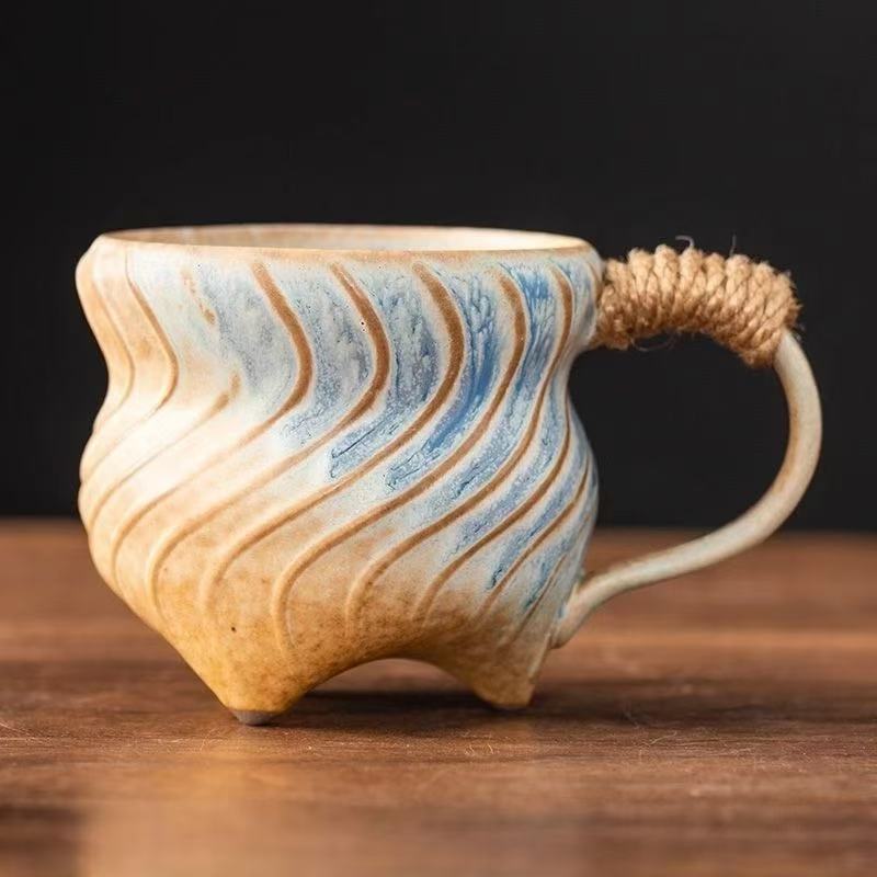 Tasse à café en corde filetée qui devient jaune-290ml
