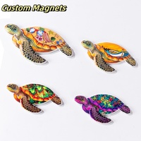 Aimants de réfrigérateur ronds modernes et colorés en forme de tortue marine, souvenirs de la vie marine, décoration de la maison personnalisable, cadeau