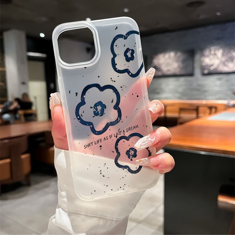 Line Flowers [Transparent Frosted Large-Hole Bead]