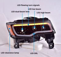 Faros Delanteros LED de 12V 6000K para Jeep Grand Cherokee WK2 2014-2021, Carcasa de ABS Resistente, Montaje Rápido, Lámparas Delanteras para Automóvil