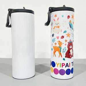 Botella Deportiva de Sublimación de 20 oz, Blanca Brillante, con Tapa de Rosca, Vaso Recto con Tapa Abatible para Personalizar - Product Image 3