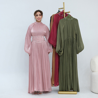Nouvelle Abaya 2026 pour Femme, Robe Musulmane Unie en Polyester, Élégante Robe de Soirée Musulmane, Robe Modeste d'Été de Dubaï pour Femme
