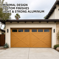 Porte de garage en aluminium à grain de bois, isolation thermique, imperméable, résistante à la rouille, finition de surface personnalisée, panneau moderne à surface plane, porte LIXON