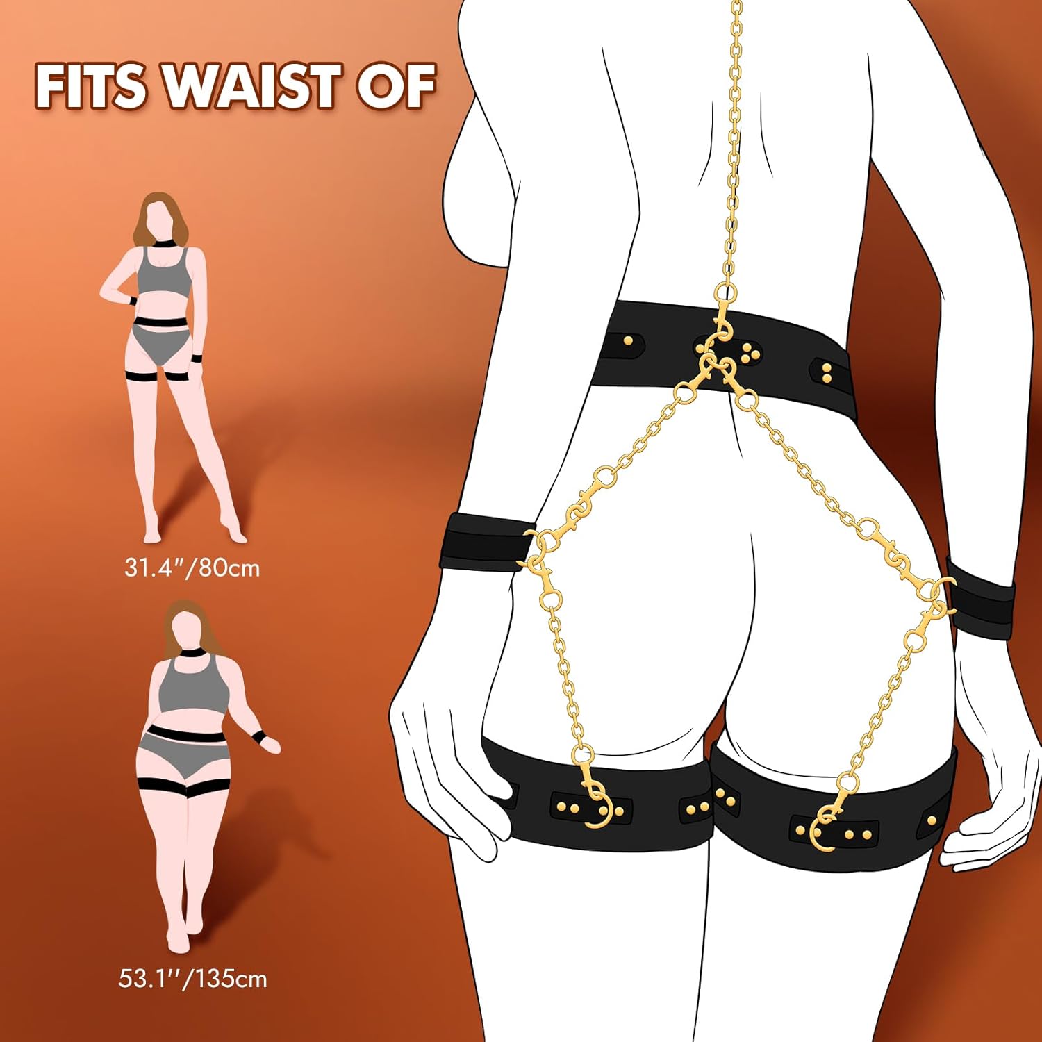 BDSM Bondage Sex Toys Restraints, Adjustable Sex Cuffs Restraints Straps  Wrist-to-Thigh, Restraint Set Adult Sex Toys for Couple