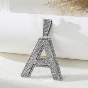 قلادة عنق من سبائك الزنك بحروف ألماس كاملة B A N <span class=keywords><strong>S</strong></span> عصرية للرجال سلسلة هيب هوب كوبية للنساء - Product Image 5