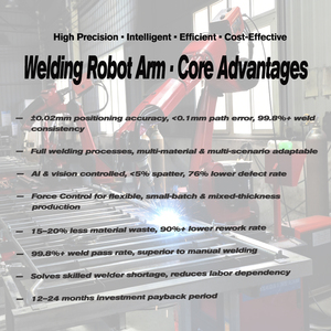 ذراع روبوتية ذكية للحام الآلي من بورونتي، عالية الدقة، متعددة الجهد، مصنفة IP54، بطول ذراع 1500 مم وقدرة تحمل 20 كجم - Product Image 4