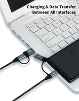 Câble de charge USB multiple 3 A, câble de charge rapide 4 en 1 avec adaptateur de port double téléphone/type C/micro USB