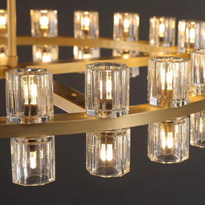 Lustre rond décoratif en <span class=keywords><strong>fer</strong></span> forgé et cristal, style américain, réglable et dimmable, idéal pour villas et mariages - Product Image 3