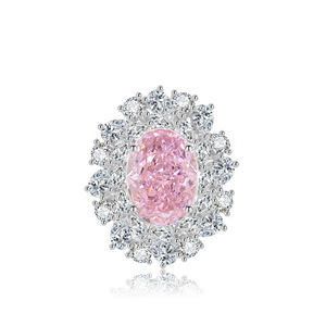 Magnifiques bijoux de mode attrayants, anneaux ovales en zircone cubique rose 10*14mm, collier en cuivre pour femmes - Product Image 5