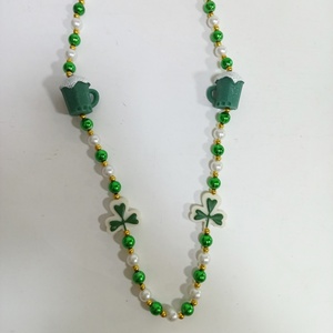 Hạt đeo tay St.Patrick ngày <span class=keywords><strong>shamrock</strong></span> màu xanh lá cây và kính bắn Mặt dây chuyền hạt cỏ ba lá màu xanh lá cây Mardi Gras bên cho người lớn - Product Image 1