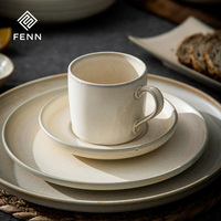 FENN Ensemble de soucoupe pour tasse à café expresso en céramique cappuccino en grès rétro personnalisé Tasse à thé à glaçure de réaction disponible en différentes tailles