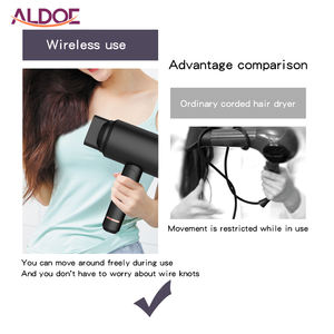 Secador de pelo iónico portátil profesional para el hogar, uso en Hotel, recargable, inalámbrico, secador de pelo inalámbrico en blanco, <span class=keywords><strong>inglés</strong></span>, 400W ROHS - Product Image 3