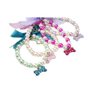 <b>Dog</b> Pearl Necklace Pet Bone Bowknot Necklace Cat Pendant Necklace <b>Adjustable</b> Pet Jewelry <b>Harness</b> Leash - Product Image 5