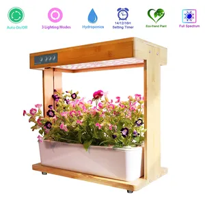 Indoor Hydroponic Grow IGS-05 Indoor Greenhouse Home Smart Garden Grow Indoor Hydroponic Growing Systems With Spectrum LED Plant Grow Lamp Bamboo Layer