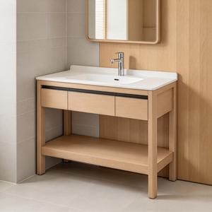 Natural Nordic Boxwood Solid Wood Washstand Base Freestanding Storage <b>Furniture</b> Cabinet Only For Hotel Project - Product Image 6