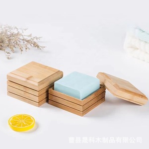 <b>Bamboo</b> <b>Soap</b> <b>Dish</b> Square Natural Wood Color Self Drain For Bathroom Home Use - Product Image 4