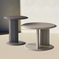 Table basse ronde HJ HOME en acier et cuir rigide orange, mobilier moderne pour salon, table d'appoint de canapé ou de bureau