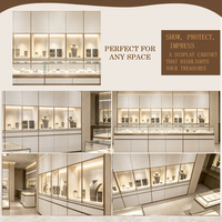 Ensemble complet de présentoirs à bijoux, vitrine murale en verre avec éclairage LED, comptoir d'exposition avec armoire à bijoux assortie