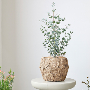 Style rétro bambou tissage jardin extérieur décor ciment bonsaï <span class=keywords><strong>pot</strong></span> de fleurs béton <span class=keywords><strong>pot</strong></span> de fleur avec trou de drainage - Product Image 3
