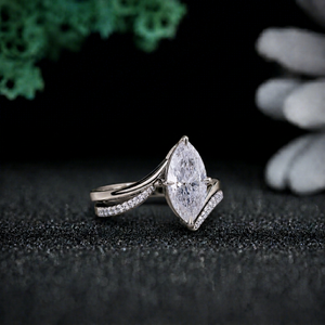 Phoenix Enterprise Marquise Cut Moissanite <b>Solitaire</b> Engagement <b>Ring</b> Rhodium Plated 925 Sterling <b>Silver</b> Prong Setting Classic - Product Image 1