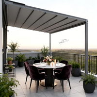 Pergola de jardin intelligente de luxe avec structure en aluminium, toit rétractable et télécommande, auvent imperméable résistant à la pluie