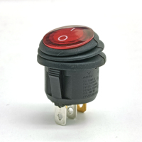 Interrupteur à bascule miniature étanche IP53 6A 250VAC 3 broches KCD1 rouge éclairé