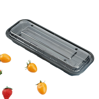 Boîte en plastique rectangulaire noire transparente commerciale jetable haut de gamme emballage de fraise épaissie de célébrité Internet