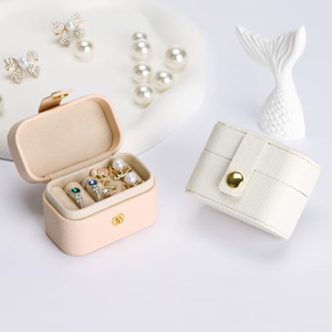 Boîte de rangement pour bijoux en cuir PU avec logo personnalisé, petite boîte à bijoux portable pour les voyages - Product Image 5