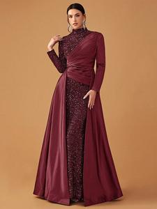 Gaun panjang pesta desain berlipat gaun warna kontras pita payet harga pabrik gaun sederhana wanita muslim abaya arab - Product Image 5