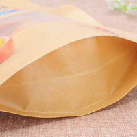 Sac d'emballage imprimé personnalisé pochette debout refermable zip-lock blanc marron brillant mat en papier kraft avec fenêtre