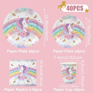 93 pièces de décorations d'anniversaire sur le thème de la <span class=keywords><strong>licorne</strong></span>, ballons arc-en-ciel, vaisselle, toile de fond, cadeaux de fête pour la fête de bébé ou les fêtes de filles - Product Image 4