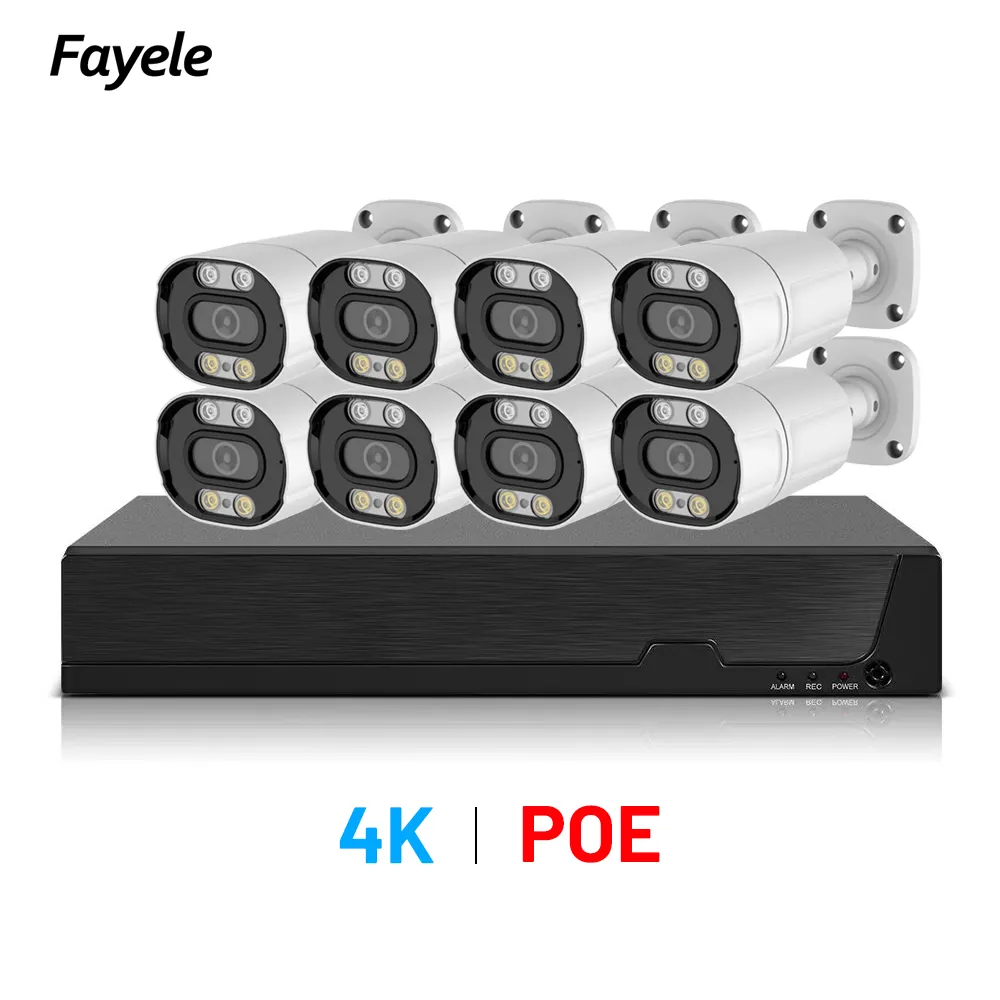 cctv camera system 4k 8 channel POE NVR 8mp full color HD IP Camera Outdoor IP66 Waterproof for Home hotel security kit xmeyepro