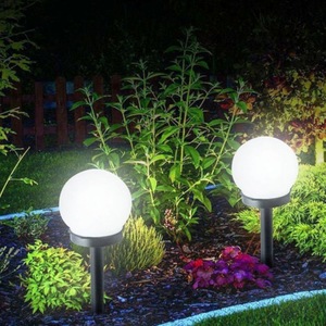 Lampe solaire sans fil ronde boule blanche extérieure IP65 jardin balcon paysage pelouse lampe lumini solare de gazon - Product Image 1