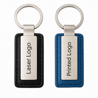 Porte-clés en cuir véritable personnalisé en gros, porte-clés en alliage de zinc moulé sous pression avec logo gravé au laser et bord cousu