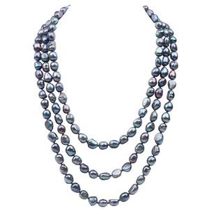 Collar de capas de perlas largas de carbón de agua dulce de mercado Zhuji - Product Image 1