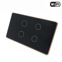 Tuya 1 2 3 4 Us interrupteurs d'éclairage intelligents fonctionnent avec Wifi verre trempé cadre en métal blanc Zigbee interrupteur mural noir