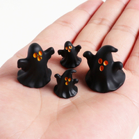Mini figurines fantômes d'Halloween en résine, collection de statues fantômes avec yeux orange pour décorations de plateaux à plusieurs niveaux pour les fêtes.