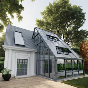 Mùa Đông Ngoài Trời Vườn Màu Xanh Lá Cây Glass Roof Conservatory Freestanding Sunrooms 4 Mùa Sunrooms Glass Nhà - Product Image 6