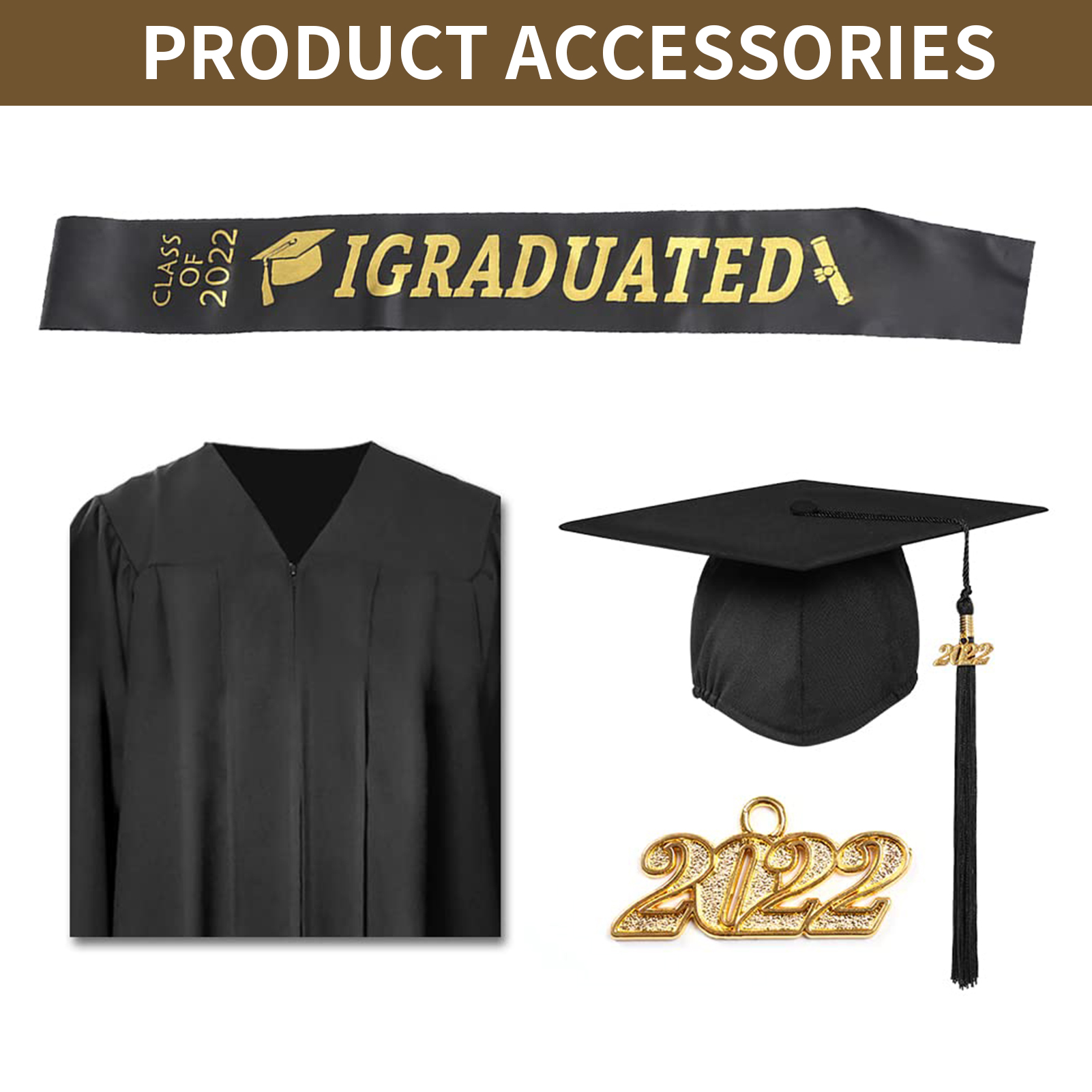 GraduationMall Matte Graduation Gown Cap Tassel Set 2024 For High School And Bachelor Forest Green 45 50 52 - View #3