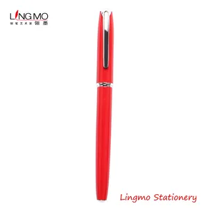 Lingmo عالية الجودة الفاخرة قلم معدني بسن مستدير باللون الأحمر تذكارية القلم