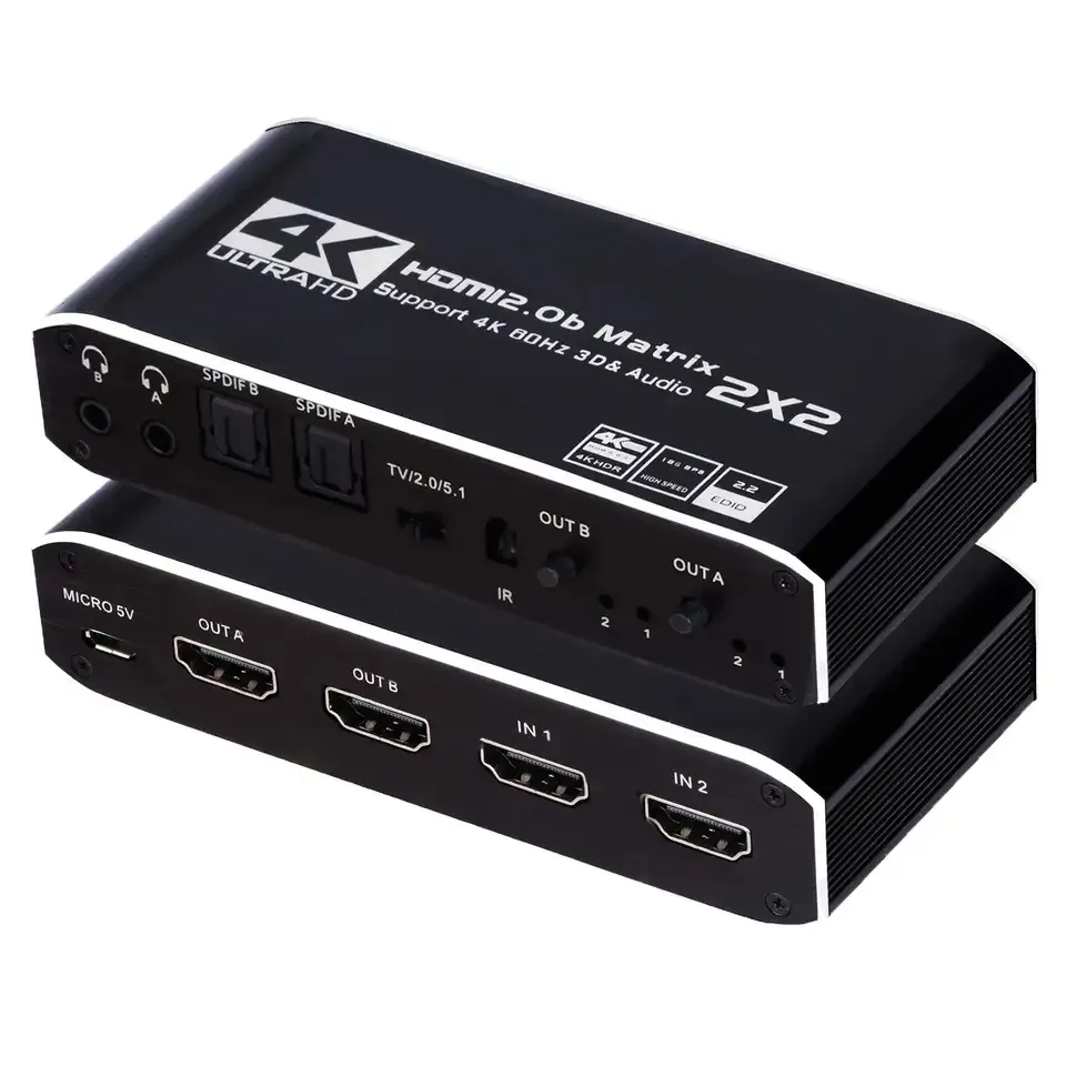 HG heißer Verkauf 4K HD MI 2.0b Matrix 2*2 Unterstützung 4K 60HZ 3D und Audio Switcher Splitter Unterstützung HDCP2.2 für Computer