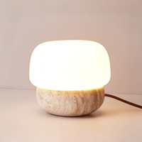 Lampe de table en travertin jaune naturel japonais, style Wabi-Sabi, mini lampe de chevet en forme de champignon, vente en gros OEM/ODM